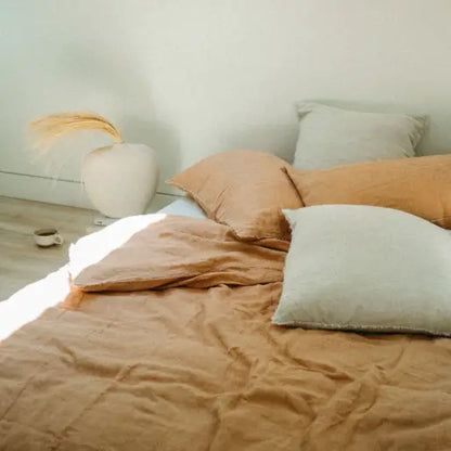Indaba - Lina Linen Queen Duvet Set Terracotta