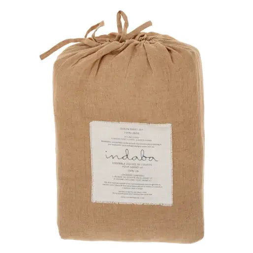 Indaba - Lina Linen Queen Duvet Set Terracotta