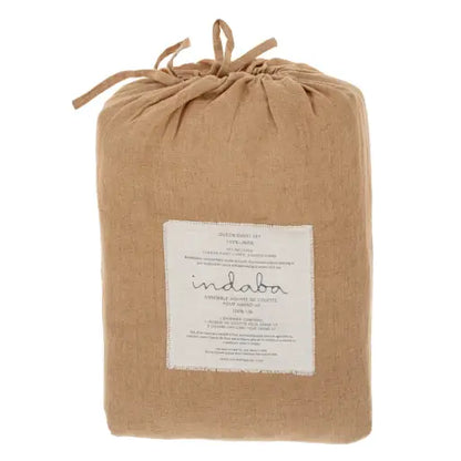 Indaba - Lina Linen Queen Duvet Set Terracotta