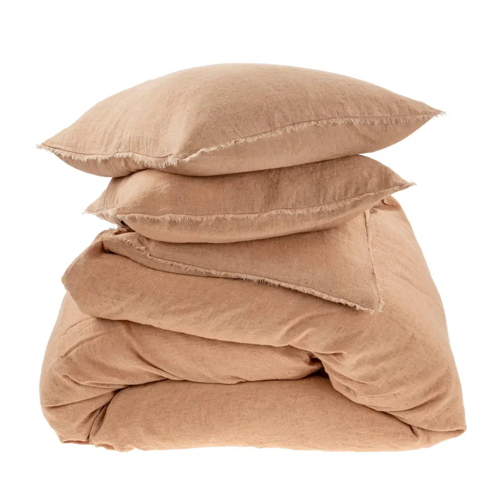 Indaba - Lina Linen Queen Duvet Set Terracotta
