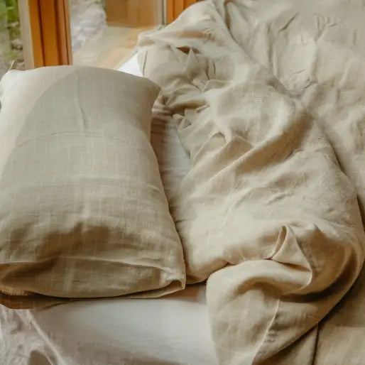 Indaba - Linen Check Queen Duvet Set Natural