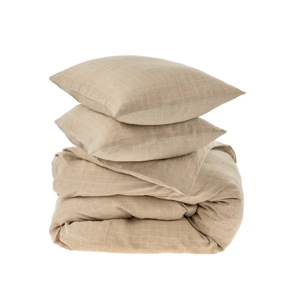 Indaba - Linen Check Queen Duvet Set Natural