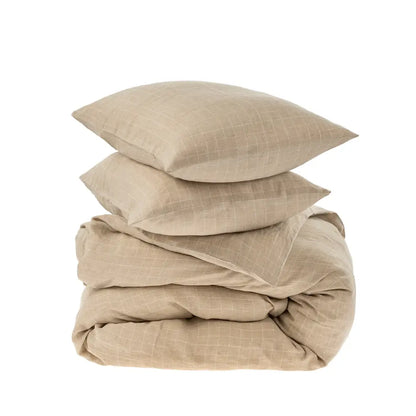 Indaba - Linen Check Queen Duvet Set Natural