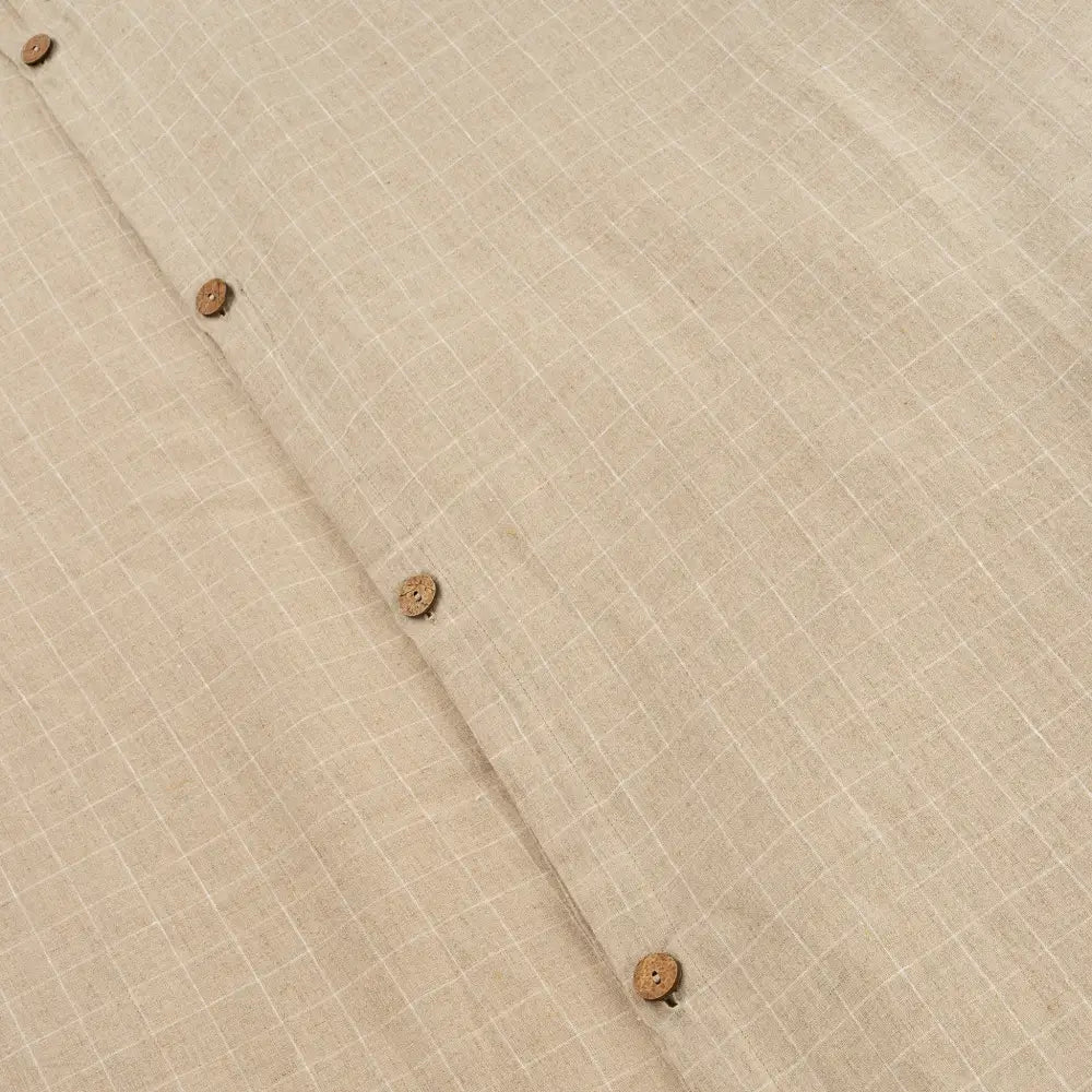 Indaba - Linen Check Queen Duvet Set Natural