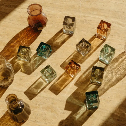 Luca Glass Candle Holder Blue - PABOOM