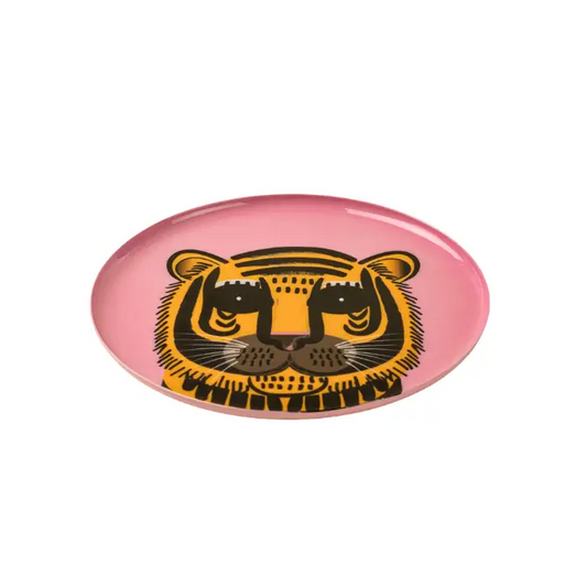 Indaba - Pink Tiger Decorative Enameled Tray