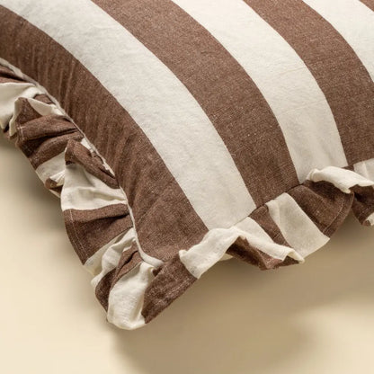 Indaba - Ruffle Thick Stripe Pillow 20x20’’ Brown
