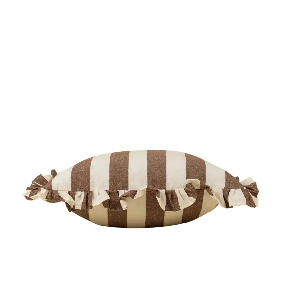 Indaba - Ruffle Thick Stripe Pillow 20x20’’ Brown