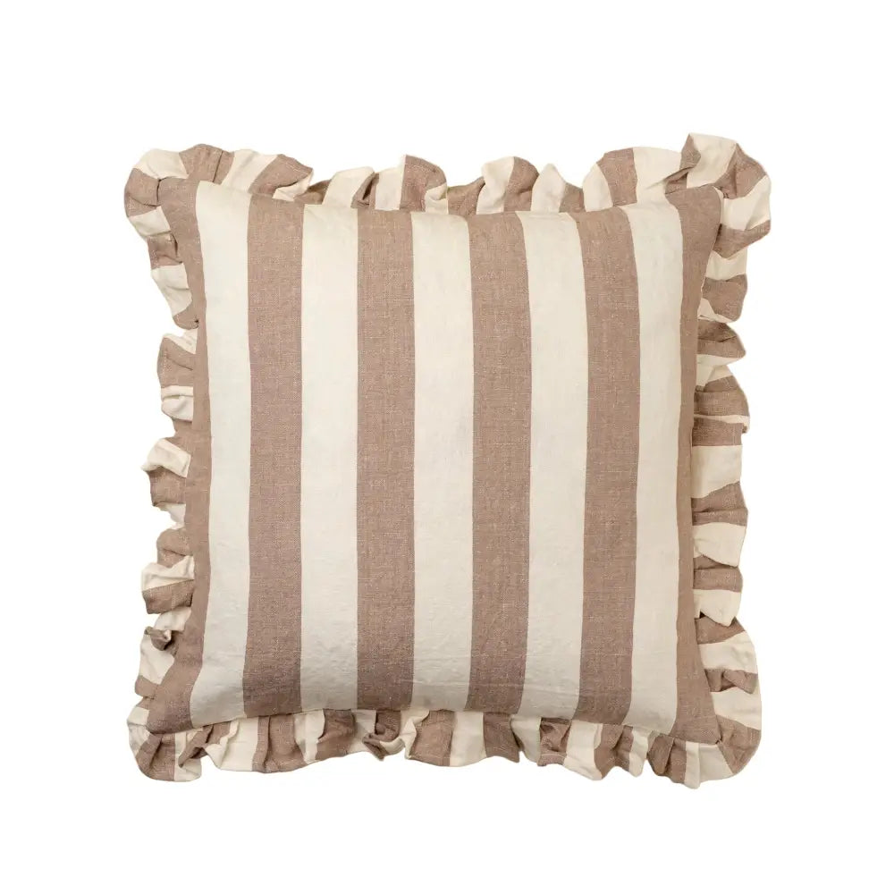 Indaba - Ruffle Thick Stripe Pillow 20x20’’ Fawn