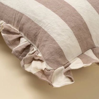 Indaba - Ruffle Thick Stripe Pillow 20x20’’ Fawn