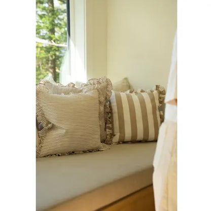 Indaba - Ruffle Thin Stripe Pillow 20x20’’ Fawn