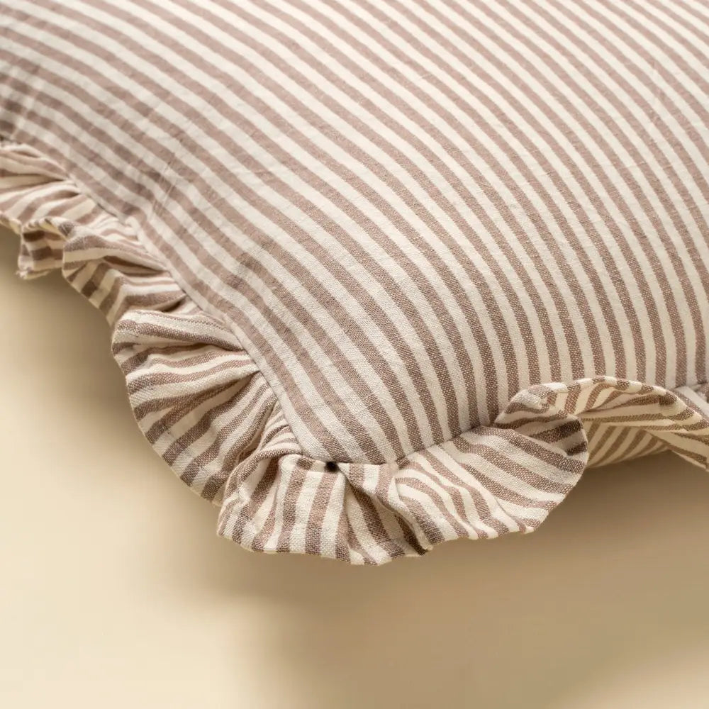 Indaba - Ruffle Thin Stripe Pillow 20x20’’ Fawn