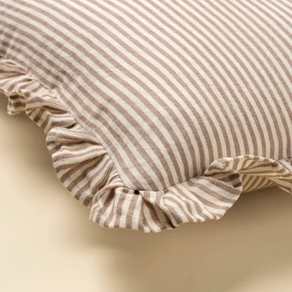 Indaba - Ruffle Thin Stripe Pillow 20x20’’ Fawn