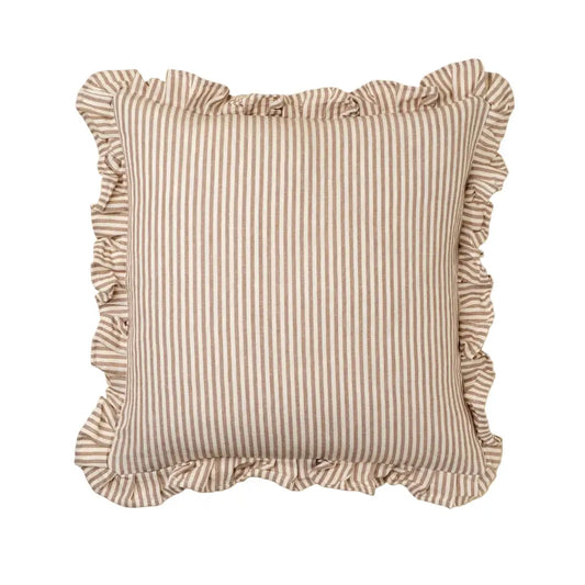 Indaba - Ruffle Thin Stripe Pillow 20x20’’ Fawn
