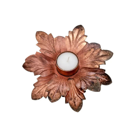 Rustic Bloom T-Light Holder Copper - PABOOM