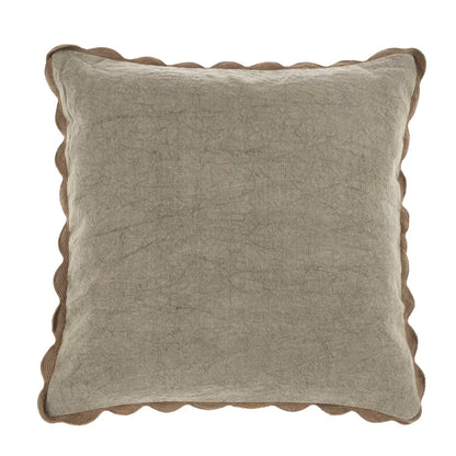 Indaba - Scalloped Edge Pillow 20x20’’ Sage Green - Cover Only