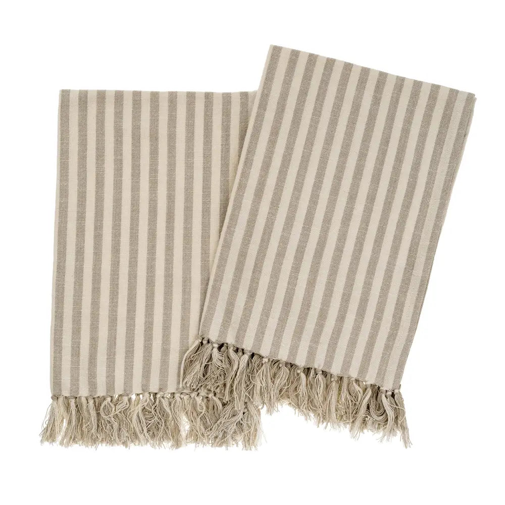 Indaba - Set/2 Bengal Stripe Hammam Hand Towels Stone