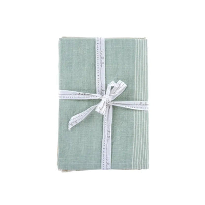 Indaba - Sorbet Stripe Linen Tea Towel Set Sky + Grey