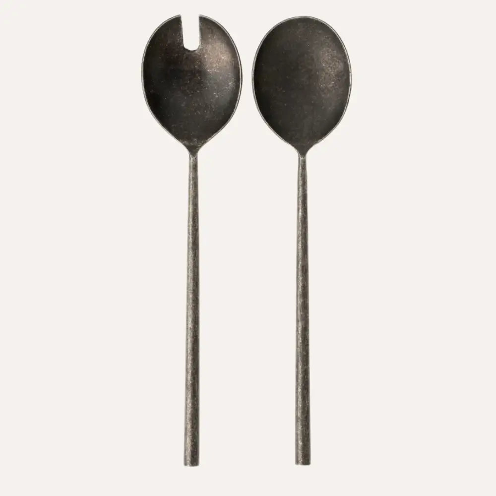 Indaba - Tides Salad Servers Tumbled Black