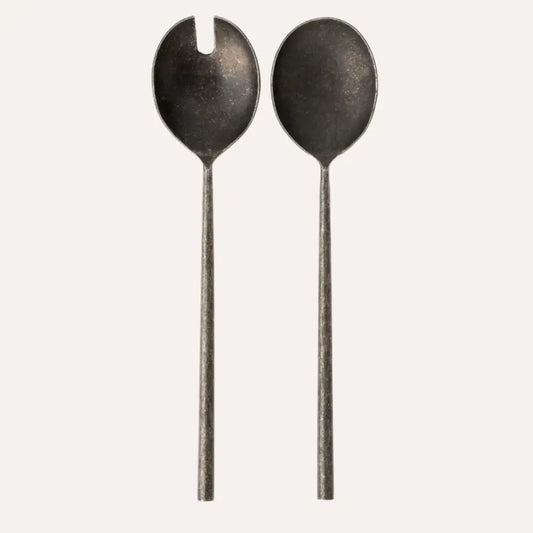 Indaba - Tides Salad Servers Tumbled Black
