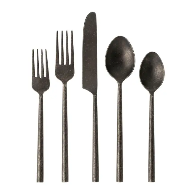 Tides Stainless Tumbled Black Flatware - PABOOM