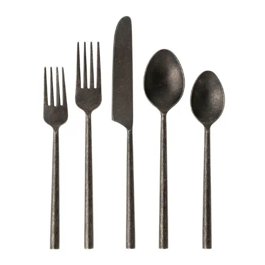 Tides Stainless Tumbled Black Flatware - PABOOM