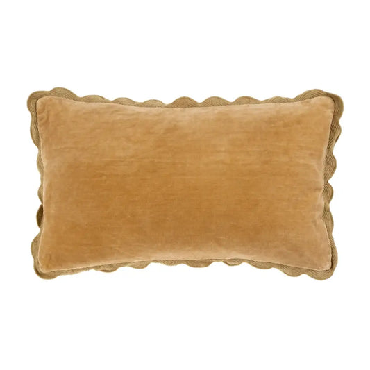 Indaba - Velvet Scallop Edge Pillow Pale Gold
