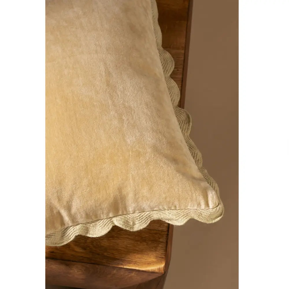 Indaba - Velvet Scallop Edge Pillow Pale Gold