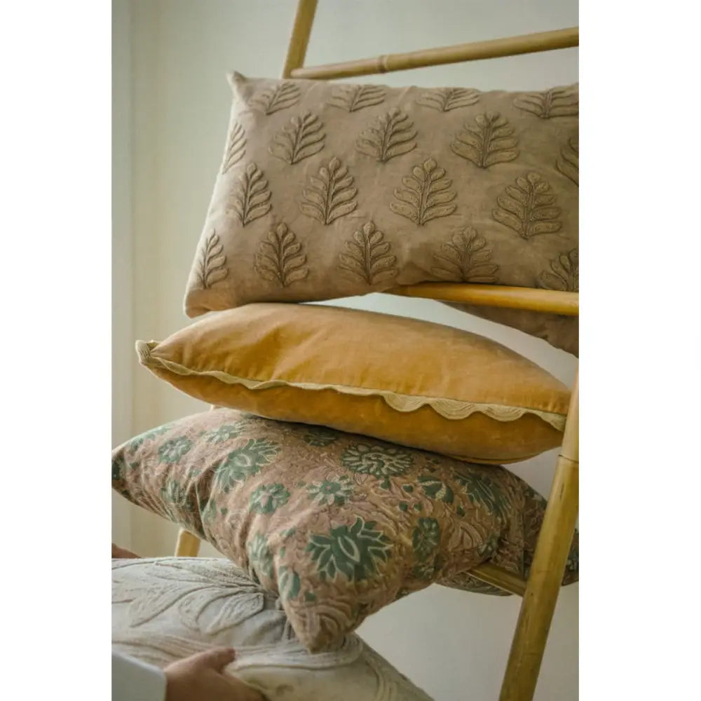 Indaba - Velvet Scallop Edge Pillow Pale Gold