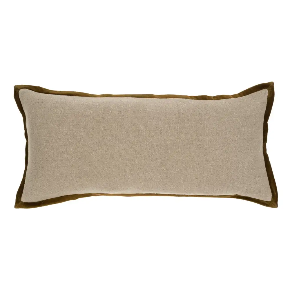 Velvet Trim Long Pillow Green - PABOOM