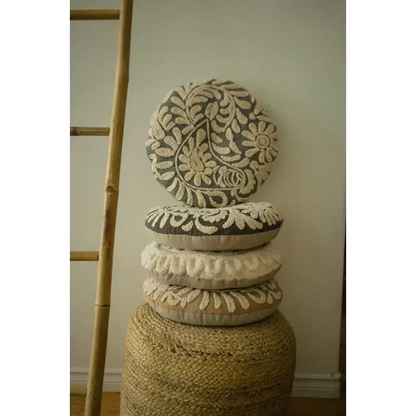 Indaba - Wildflower Round Cushion Charcoal
