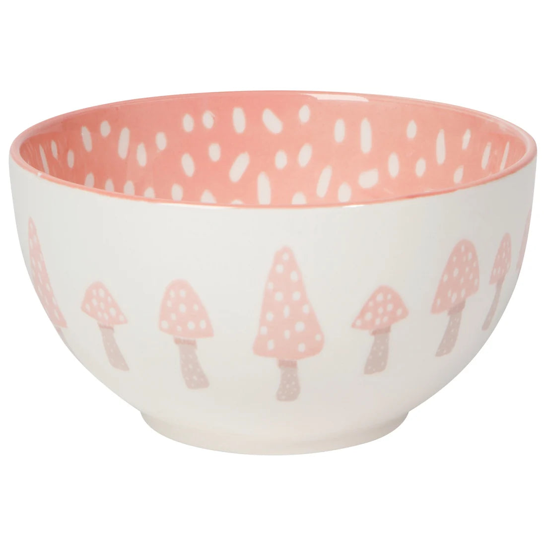 Close-up of the mushroom pattern inside a pink Toadstool bowl - PABOOM