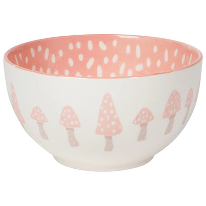 Close-up of the mushroom pattern inside a pink Toadstool bowl - PABOOM