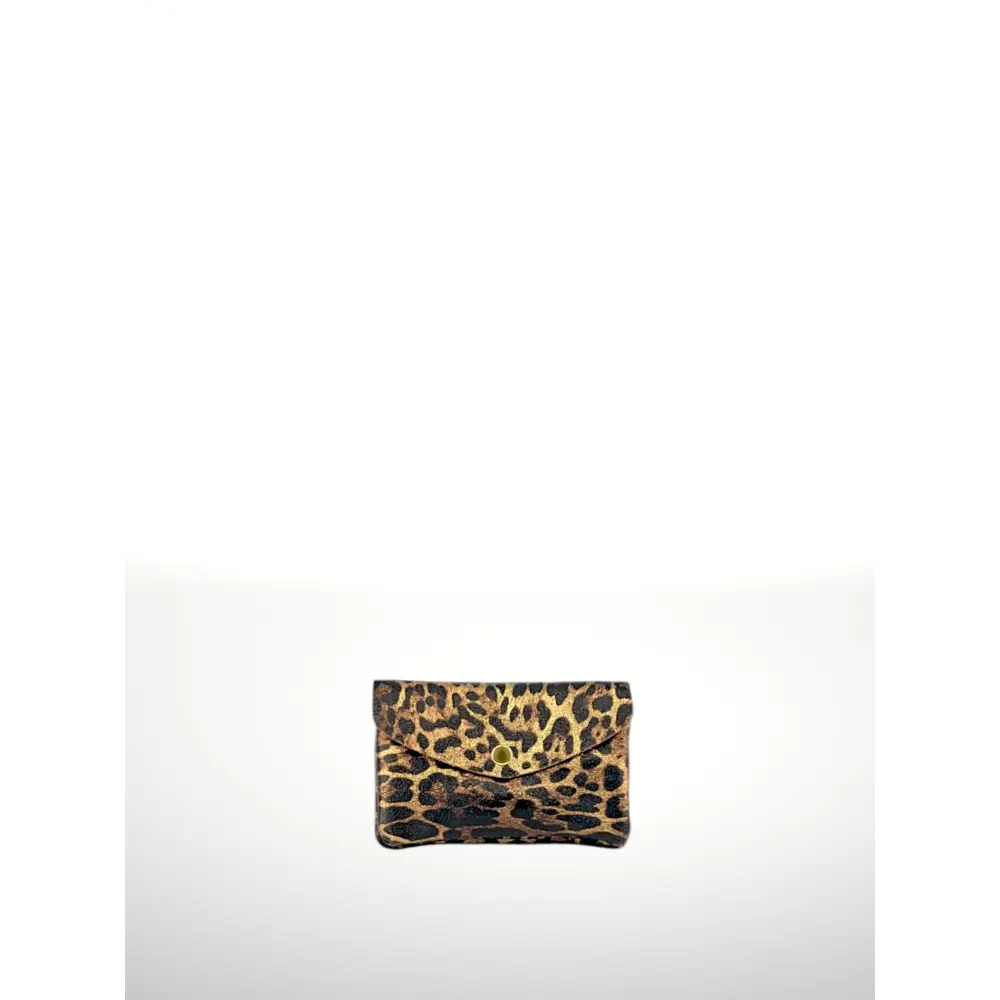 ITALIAN’S LEATHER - Laminated Suede Leather Wallet Katia Plus 220804 Leopardo dorado