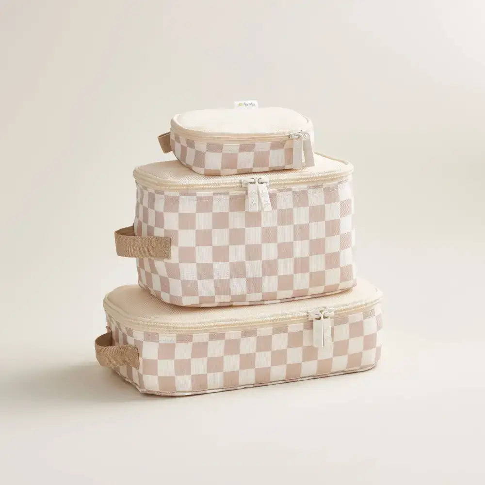 Itzy Ritzy Canada - Taupe Checkerboard Pack Like A Boss™ Packing Cubes