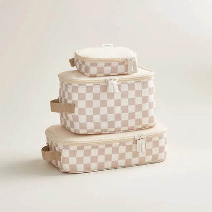 Pack Like A Boss™ Packing Cubes - Taupe Checkerboard