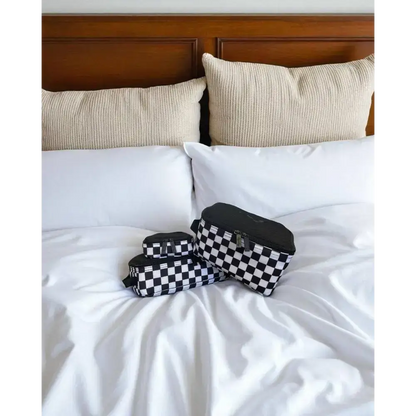 Pack Like A Boss™ Packing Cubes - Taupe Checkerboard