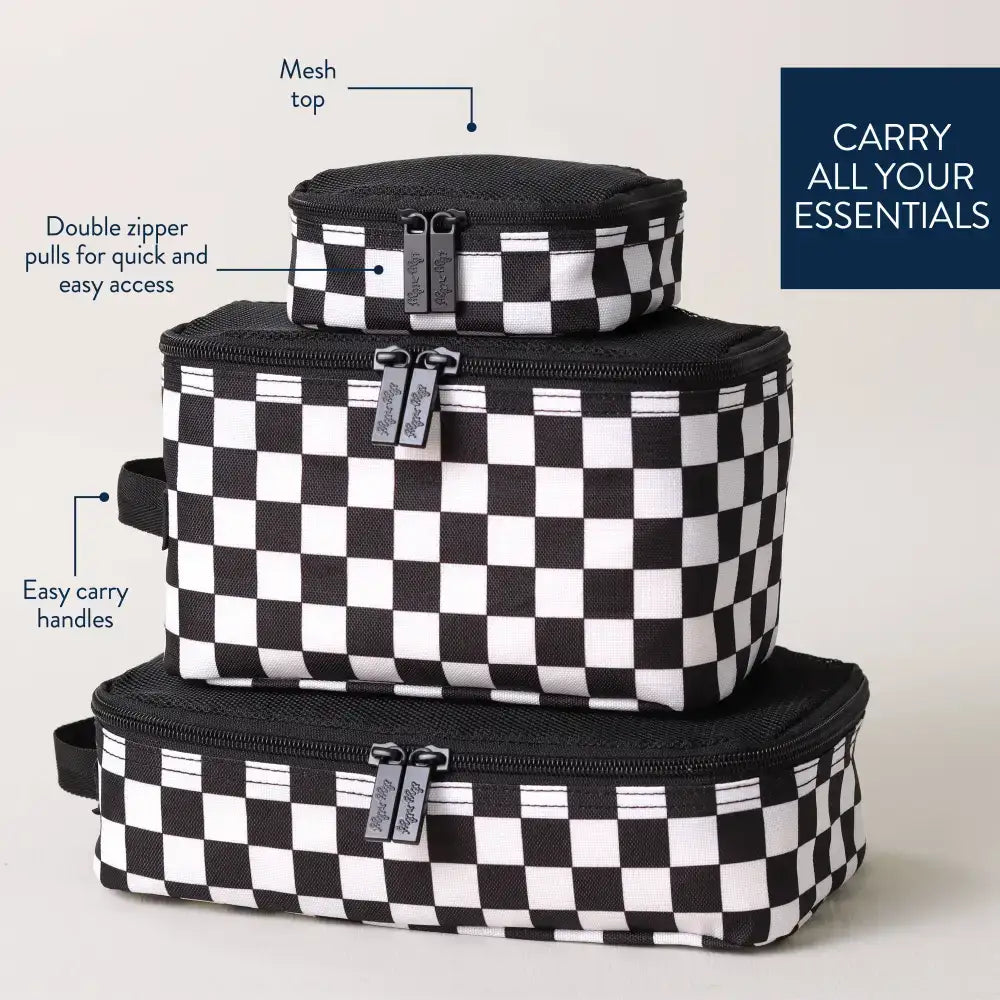 Pack Like A Boss™ Packing Cubes - Taupe Checkerboard