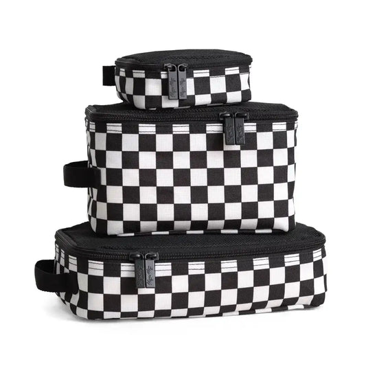 Pack Like A Boss™ Packing Cubes - Black + White Checkerboard
