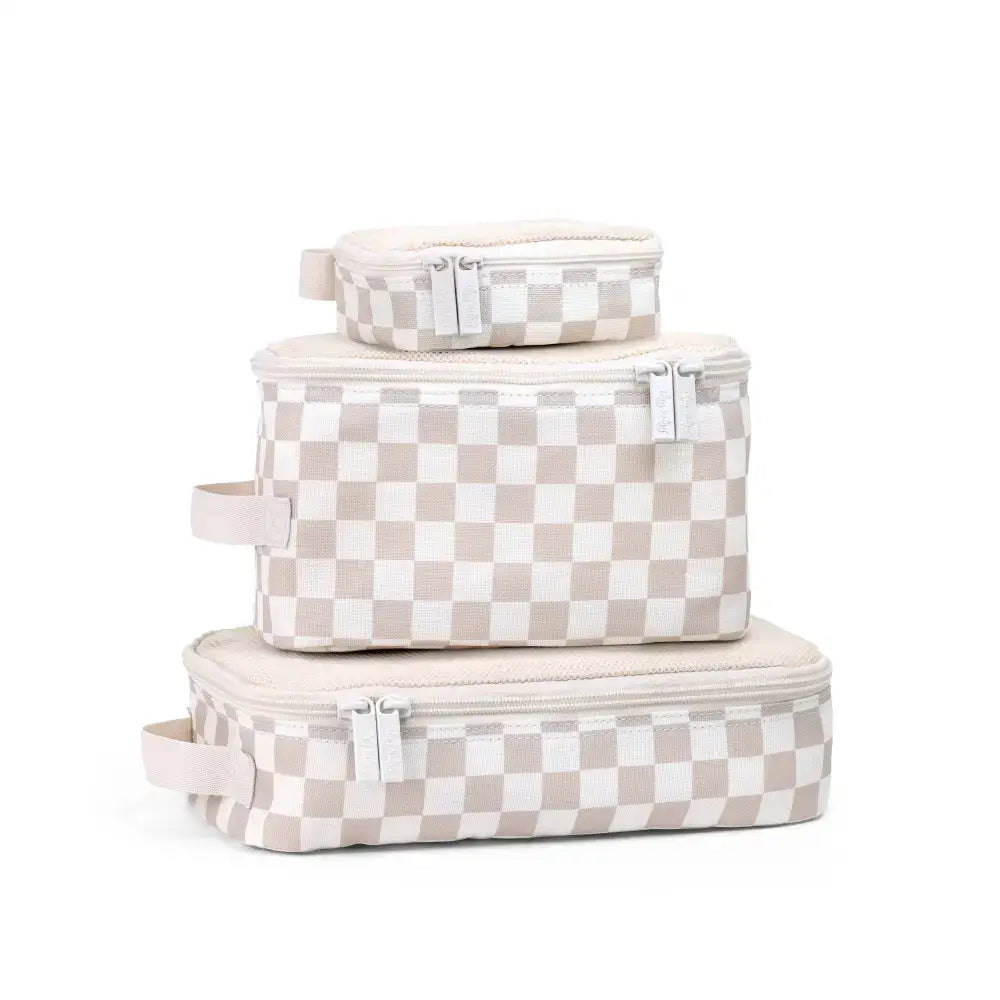 Itzy Ritzy Canada - Taupe Checkerboard Pack Like A Boss™ Packing Cubes