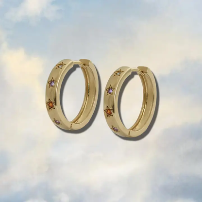 Disco Star Hoop Earrings - Gold