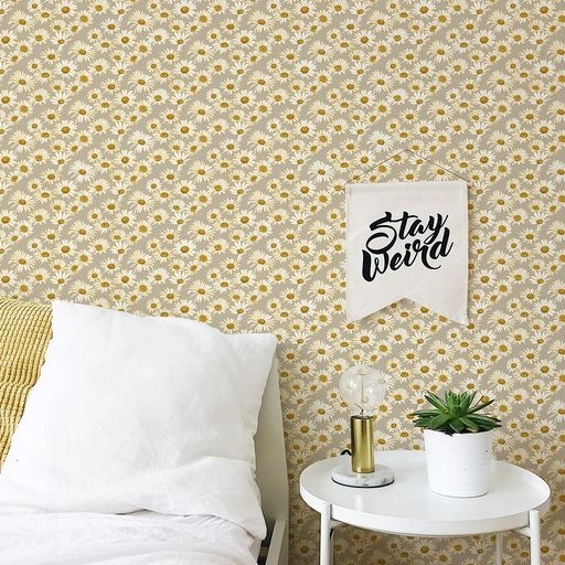 Daisies Greige Peel and Stick Wallpaper, 28 sq. ft.