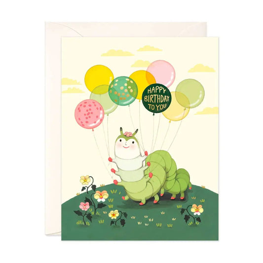 Caterpillar Balloons Birthday Greeting Card - PABOOM
