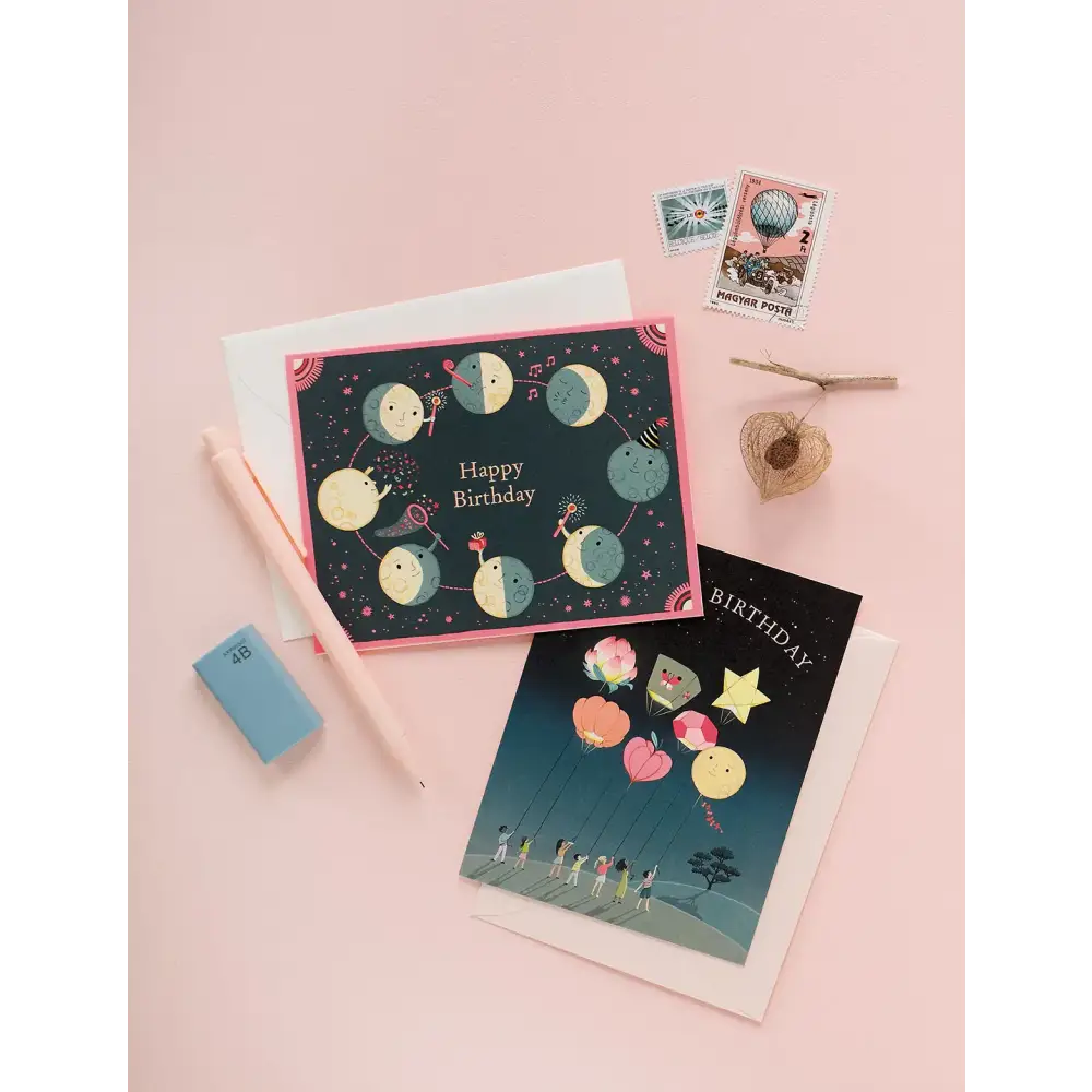 Moon Phases Birthday Greeting Card - PABOOM