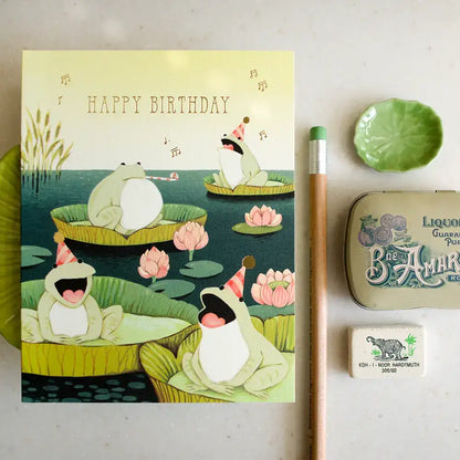 Singing Frogs Birthday Greeting Card - PABOOM