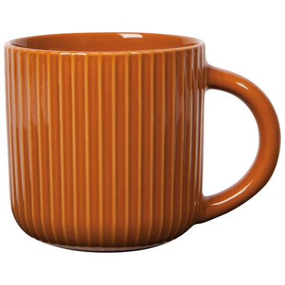 Warm burnt-orange fluted stoneware mug with vertical ribbing and a rounded handle – PABOOM