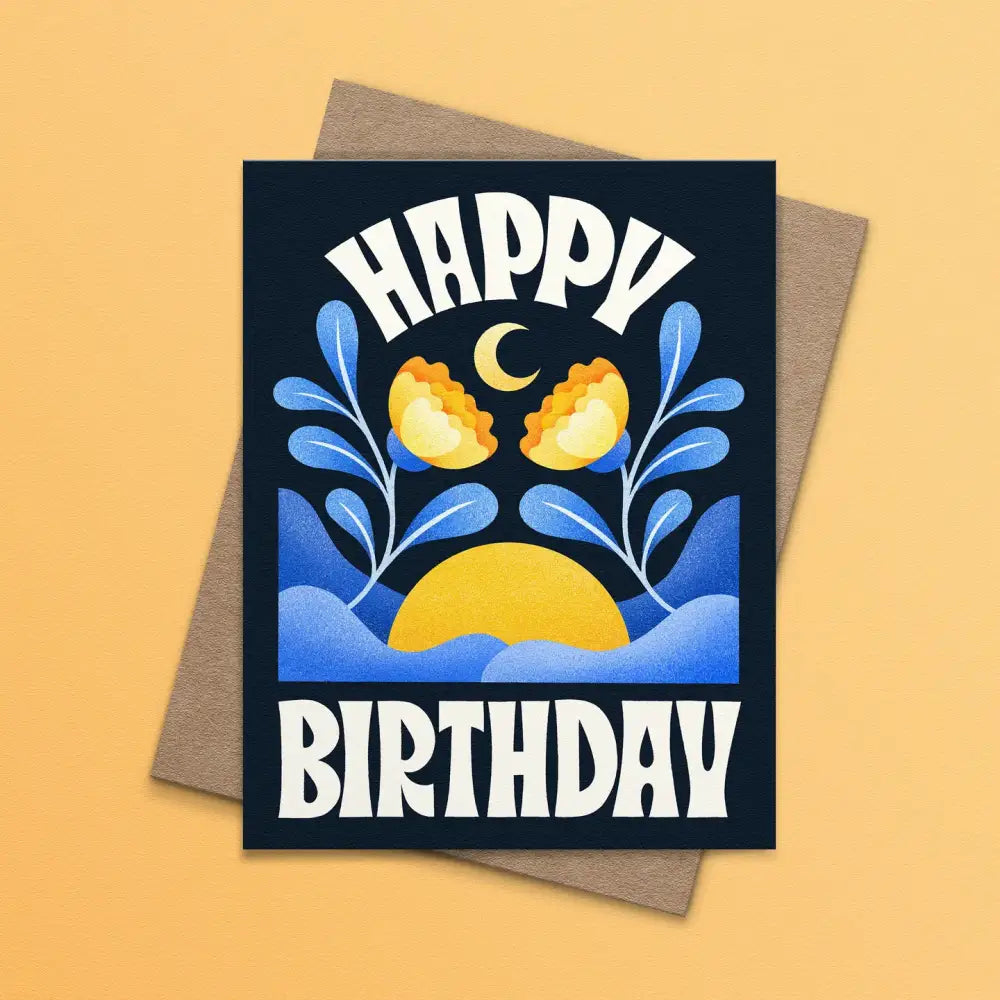 Blue Floral Birthday Card - PABOOM