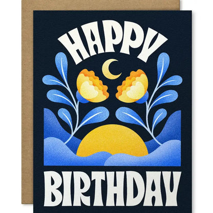 Blue Floral Birthday Card - PABOOM
