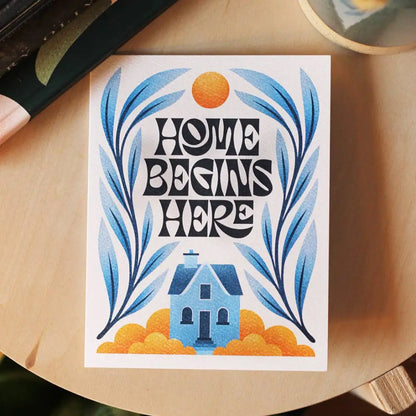 Julie Solvstrom Illustration - Home Begins Here Greeting Card | New