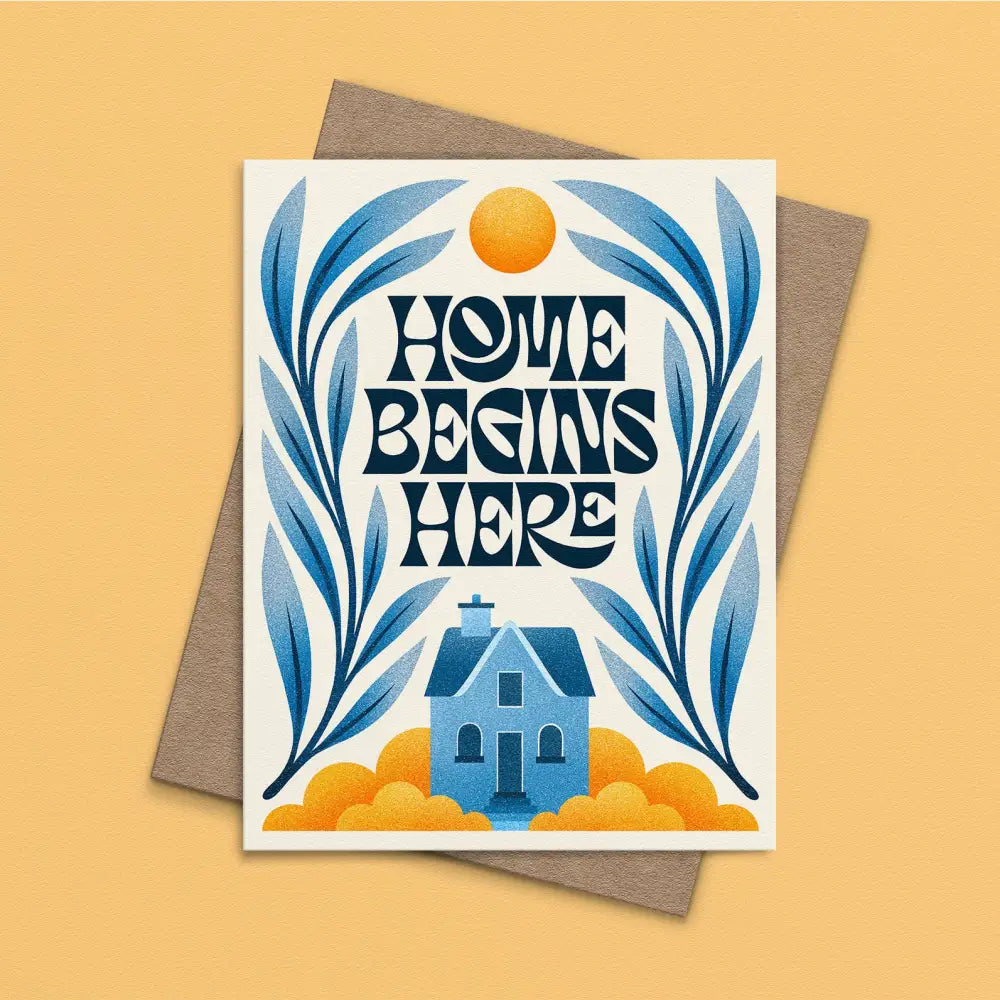 Julie Solvstrom Illustration - Home Begins Here Greeting Card | New